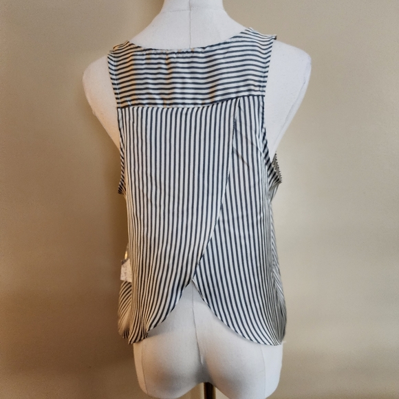 Blue/Cream Striped Silky Open Back Tank Top, Women's S - Picture 10 of 14